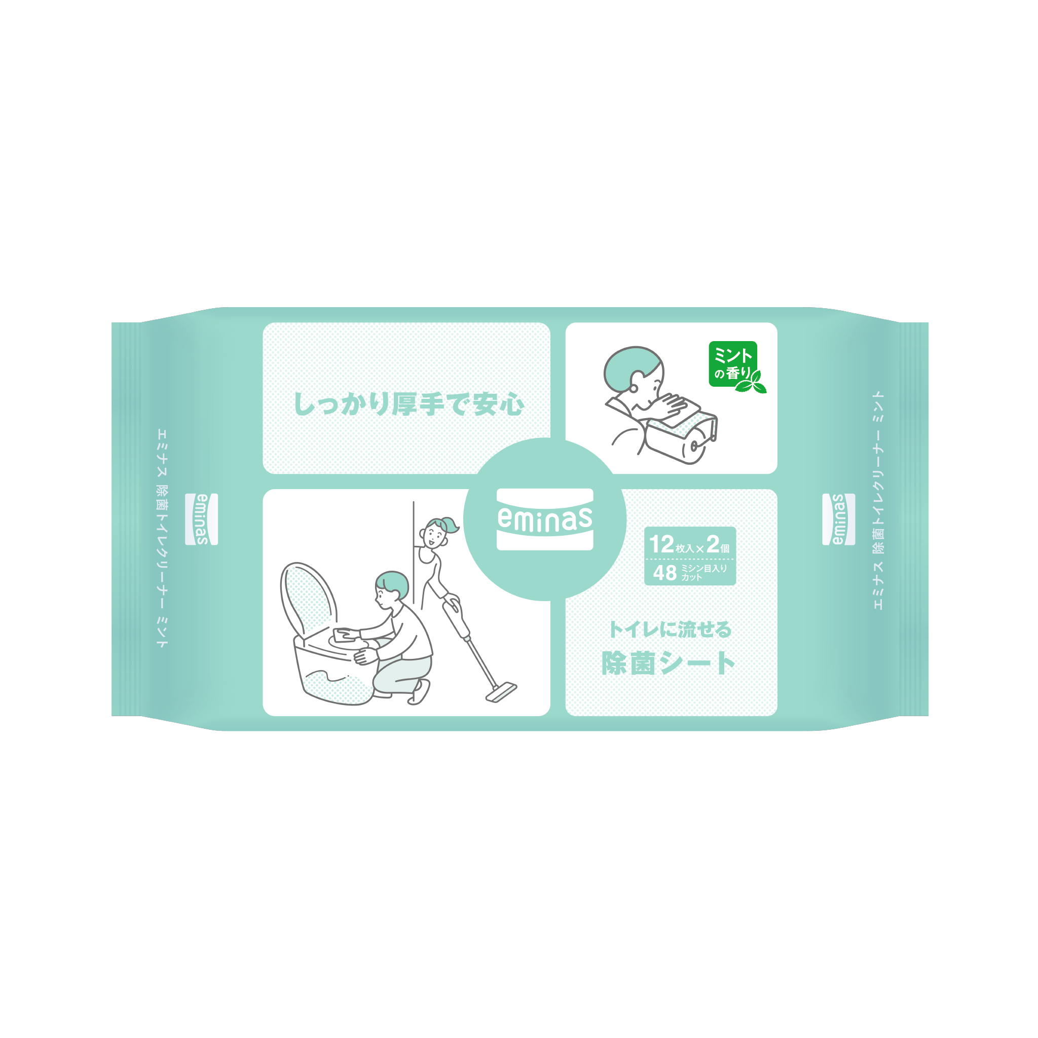 eminas 除菌トイレクリーナー ミント 12枚入り 2個セット 24個